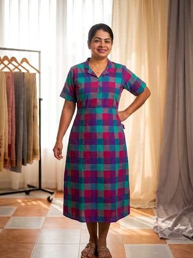 Mayas Madras Check Aline Kurthi